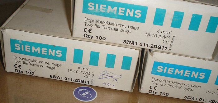 hq5 ca 100x Klemme Doppelstockklemme 4mm² beige Siemens 8WA1 011-2DG11