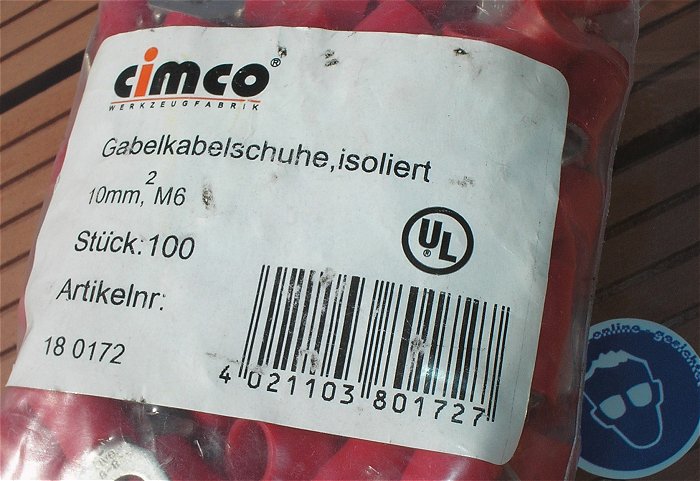 hq2 ca 100x Kabelschuh Gabelkabelschuhe 10mm² M6 rot Cimco 180172 EAN 4021103801727