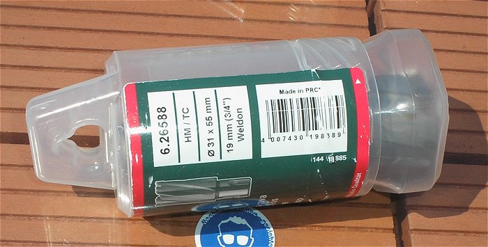 hq4 Kernbohrer HM TC 31 x 55mm ¾ Zoll 19mm Weldon Metabo 626588 EAN 4007430198389