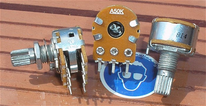 hq1 7 Stück Poti Potentiometer Stereo A50K A 50K 50 kOhm + 1 Stück ohne Verschraubung