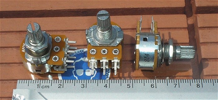 hq2 7 Stück Poti Potentiometer Stereo A50K A 50K 50 kOhm + 1 Stück ohne Verschraubung