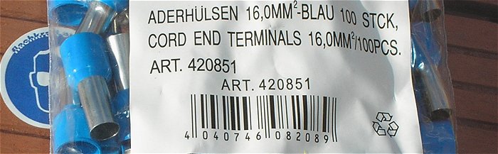 hq2 100 Stück Aderendhülsen 16mm² qmm 16,0mm² blau teilisoliert 420851  EAN 4040746082089