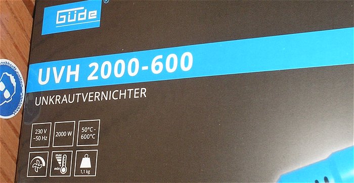 hq1 Unkrautvernichter Heißluft 50-600°C 230V AC 2000W Güde UVH 2000-600  EAN 4015671790057